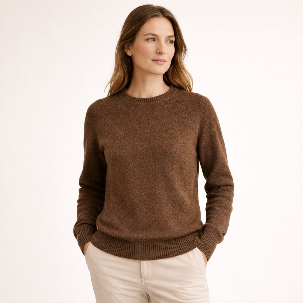Uniqlo 100% Premium Lambswool Crew Neck Sweater – Heathered Brown | Small